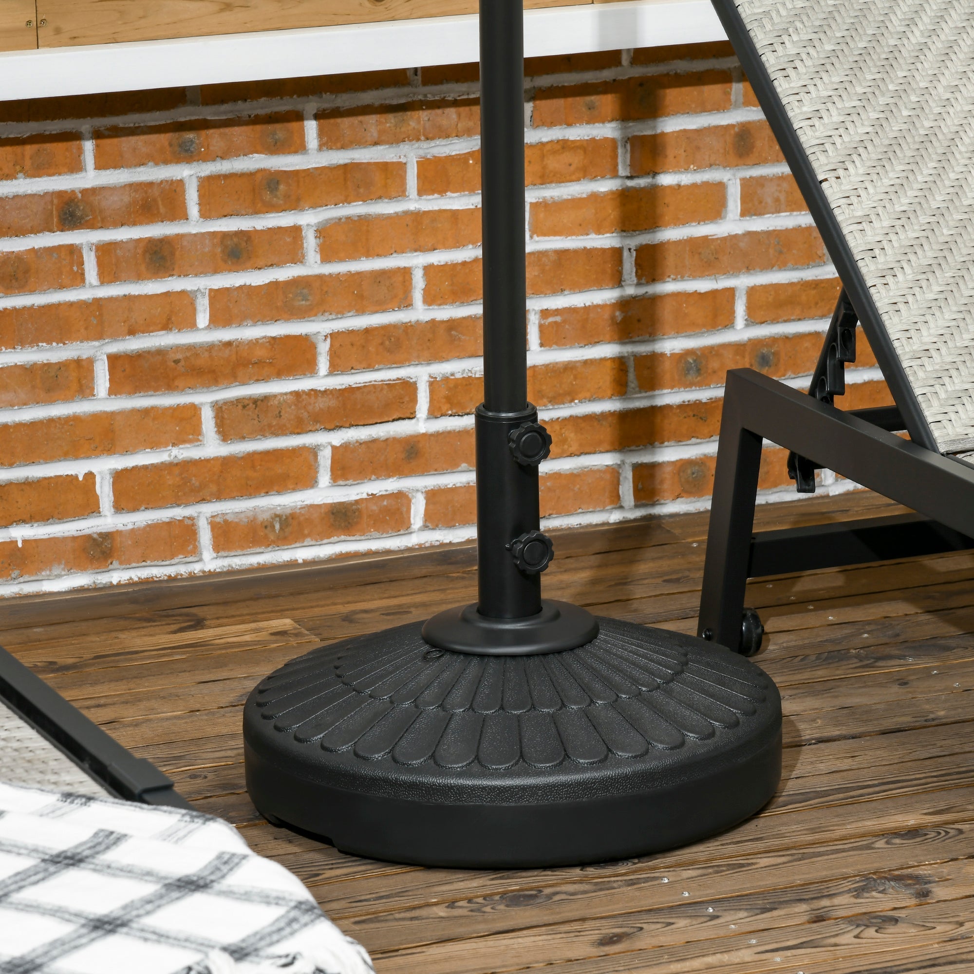 Outsunny Patio Umbrella Base with Handle, Heavy Duty Round Umbrella Stand, Garden Umbrella Holder for 1.5", 1.9" Poles, Black