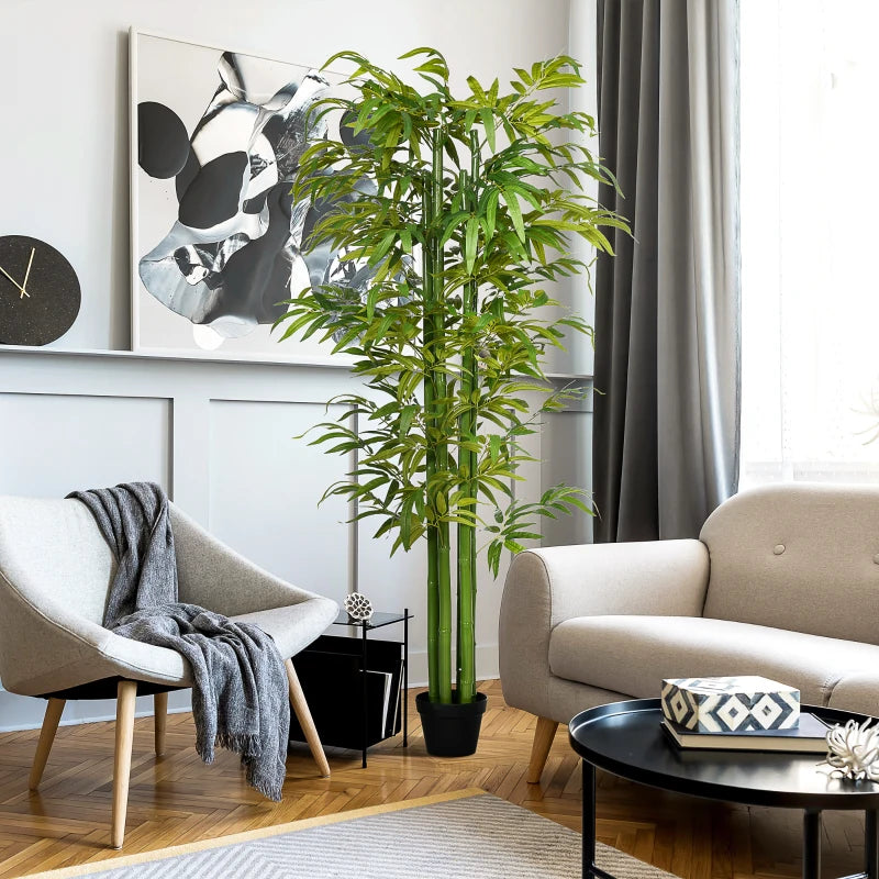 6 FT Artificial Tree Bamboo Tree Fake Plants in Pot for Home Office Living Room Decor, Green