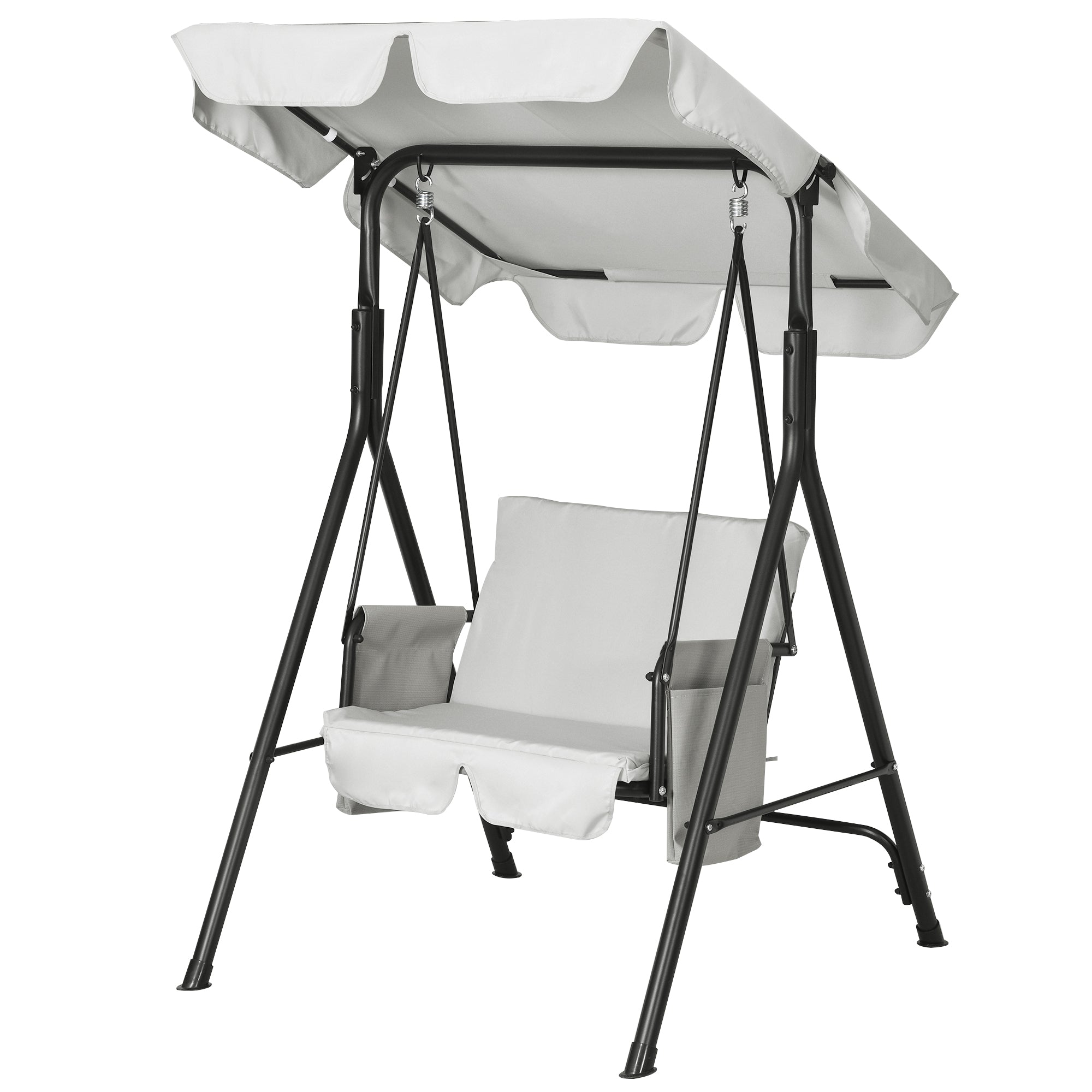 Outsunny 1-Seat Patio Swing Outdoor Porch Glider Adjustable Canopy Removable Cushions Garden Poolside