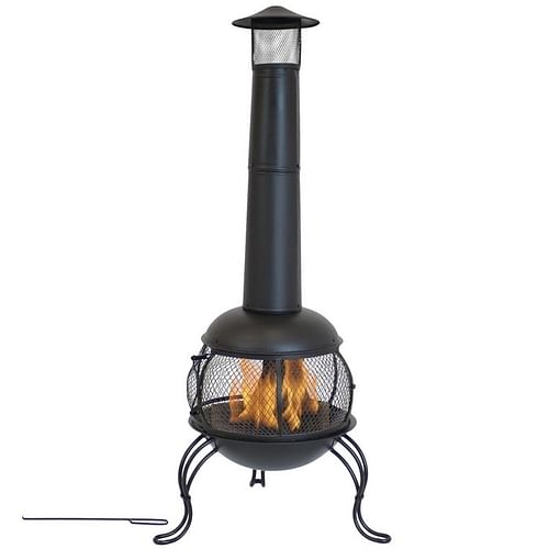 Black Steel Chimenea Wood Burning Fire Pit - Free Shipping
