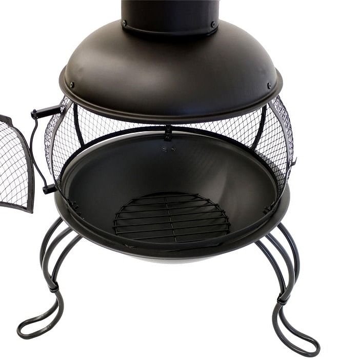 Black Steel Chimenea Wood Burning Fire Pit - Free Shipping