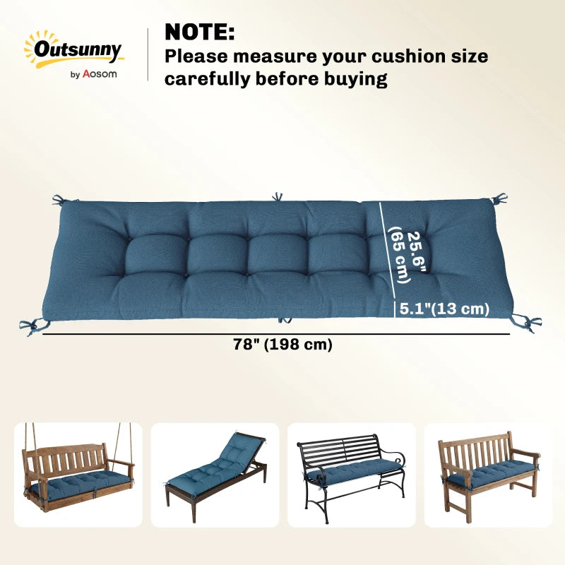 Patio Lounge Chair Cushion, UV50+ Chaise Lounge Chair Cushion with Securing Straps for Patio, 78 x 25.6 inch, Blue