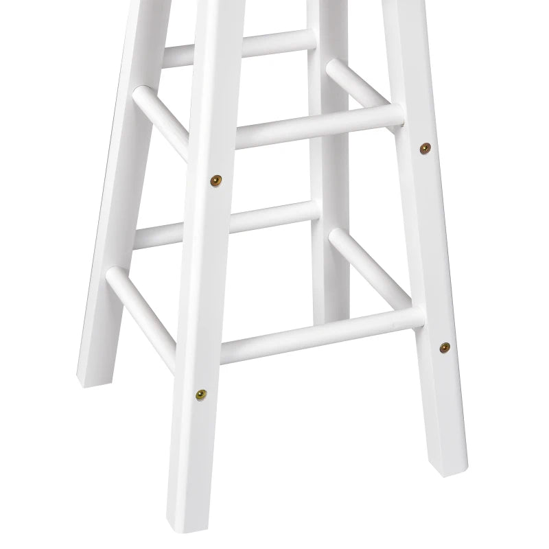 Kitchen Trolley 3 Piece Kitchen Cart Set Drop Leaf Breakfast Table and 2 Stools w/ Rolling Wheels & Towel Bars, Wood & White