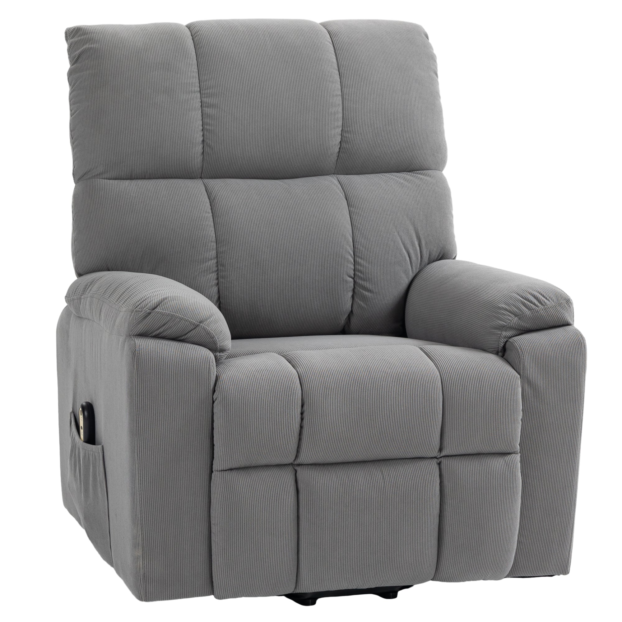 HOMCOM Electric Recliner Lift Chair for Elderly Fabric Upholstery Remote Control Side Storage Pockets Elegant Grey