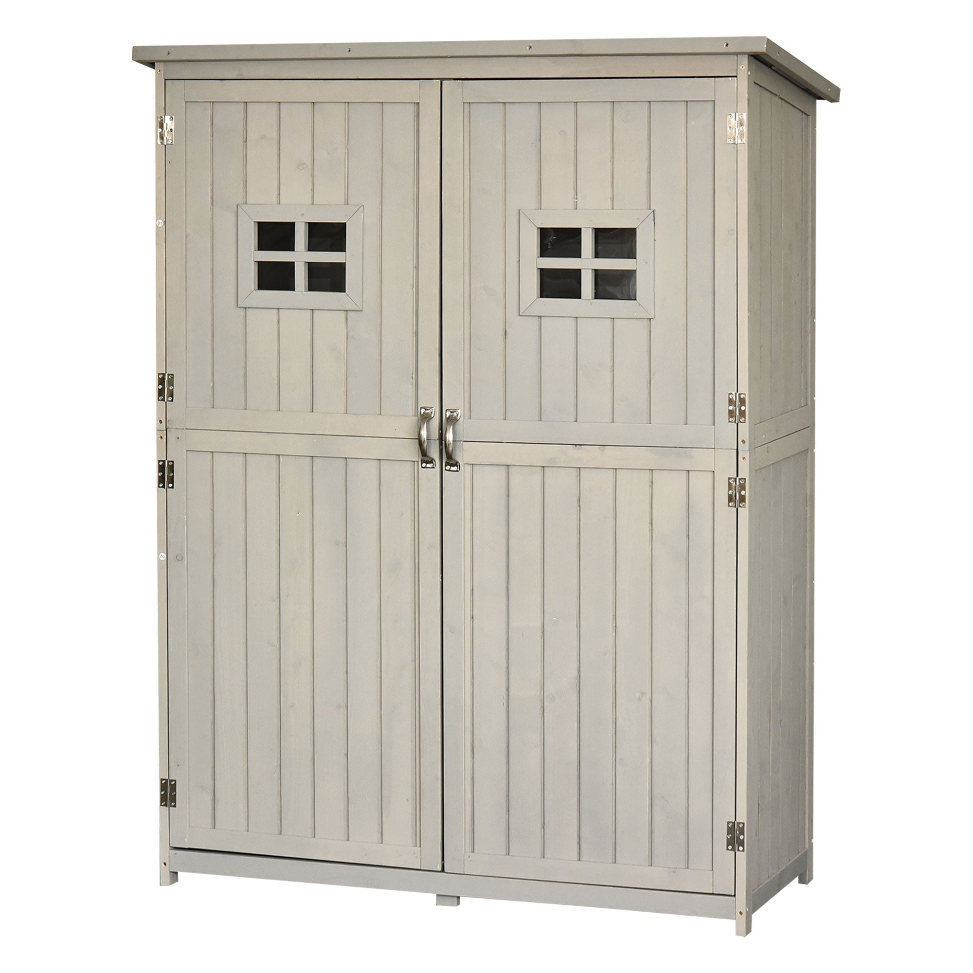 Outsunny Wooden Garden Storage Shed 4x1.5ft Outdoor Tool Organizer with Windows Double Door