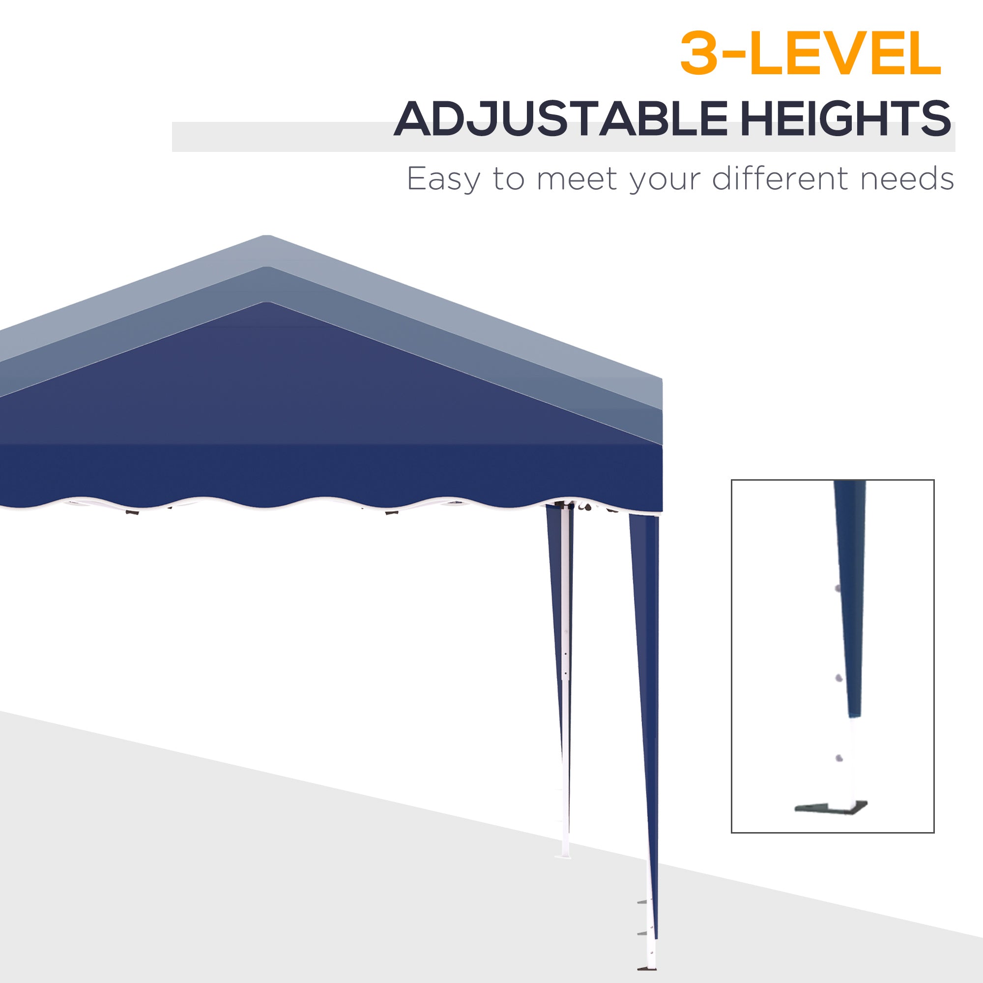 Outsunny 10'x10' Pop Up Canopy Tent Instant Outdoor Shelter Adjustable Height Party Tent with Carry Bag Blue