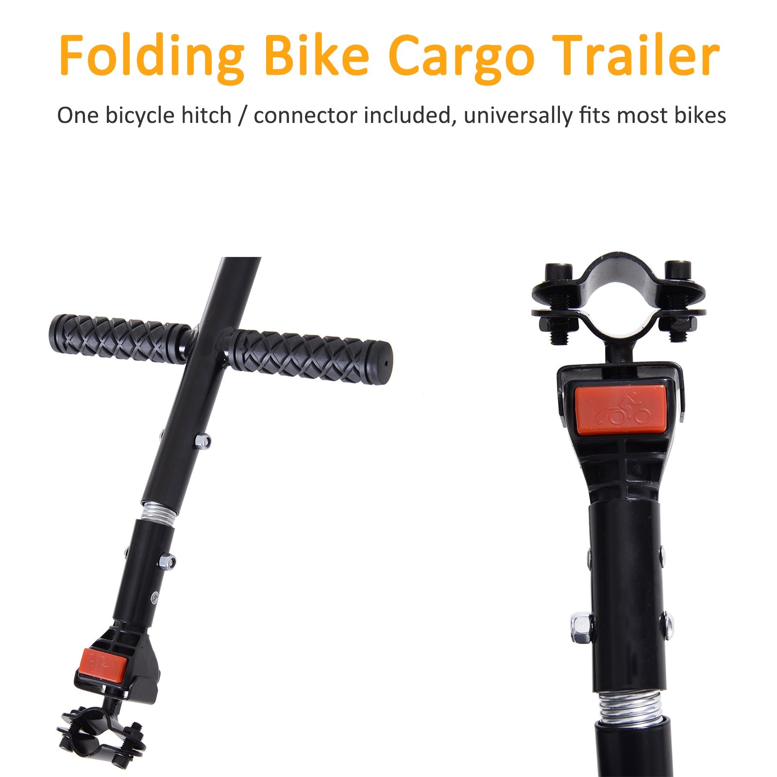 Aosom Folding Bike Cargo Trailer, Utility Bicycle Cart with Hitch, Garden & Patio Tool Carrier, Black