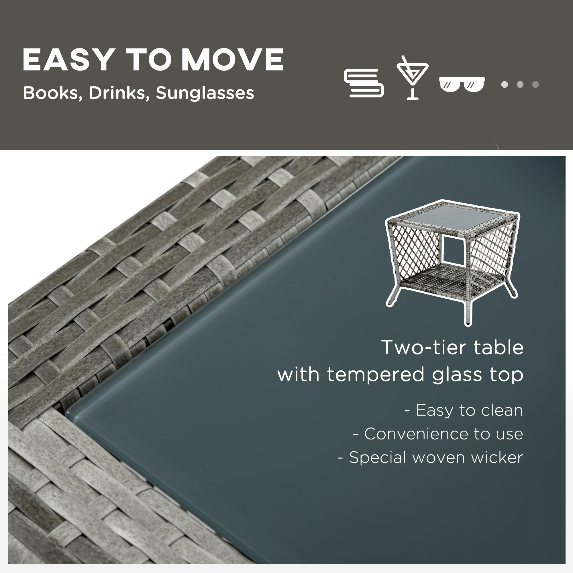 Outsunny Rattan Sun Lounger Set 2PC Deluxe Outdoor Recliner PE Wicker Patio Garden Chaise Cream White