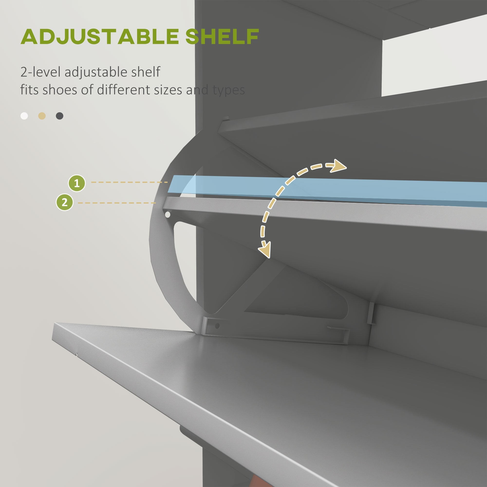 HOMCOM Slim Shoe Storage with 2 Flip Drawers and Adjustable Shelves Shoe Cabinet Organizer for 8 Pair, Grey