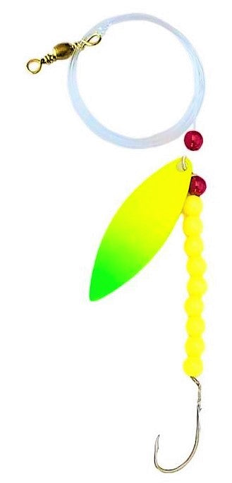 Solid Yellow Beads Willow Leaf Spinner – Yellow Striper Blade Lure
