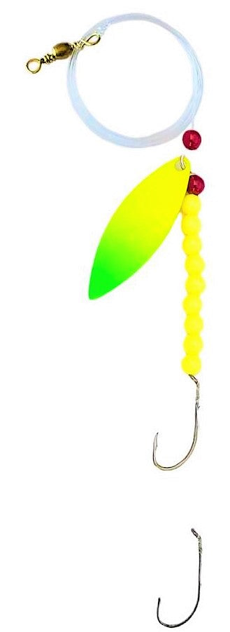 Solid Yellow Beads Willow Leaf Spinner – Yellow Striper Blade Lure