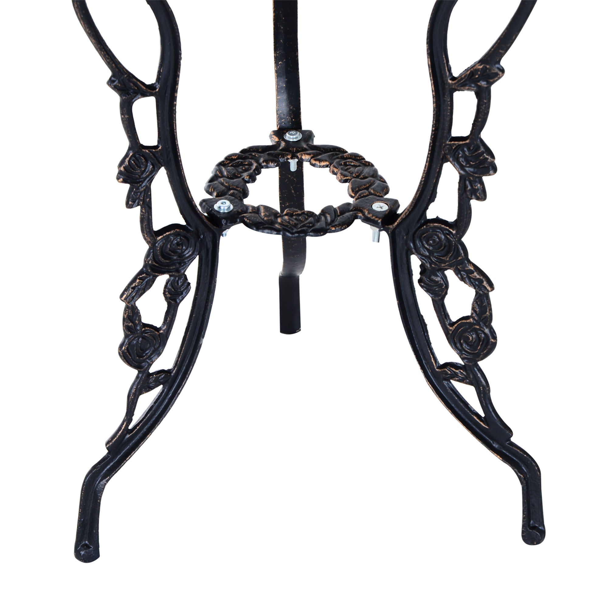 Outsunny 3PC Patio Bistro Set Cast Aluminum Outdoor Garden Table Chairs with Umbrella Hole Bronze