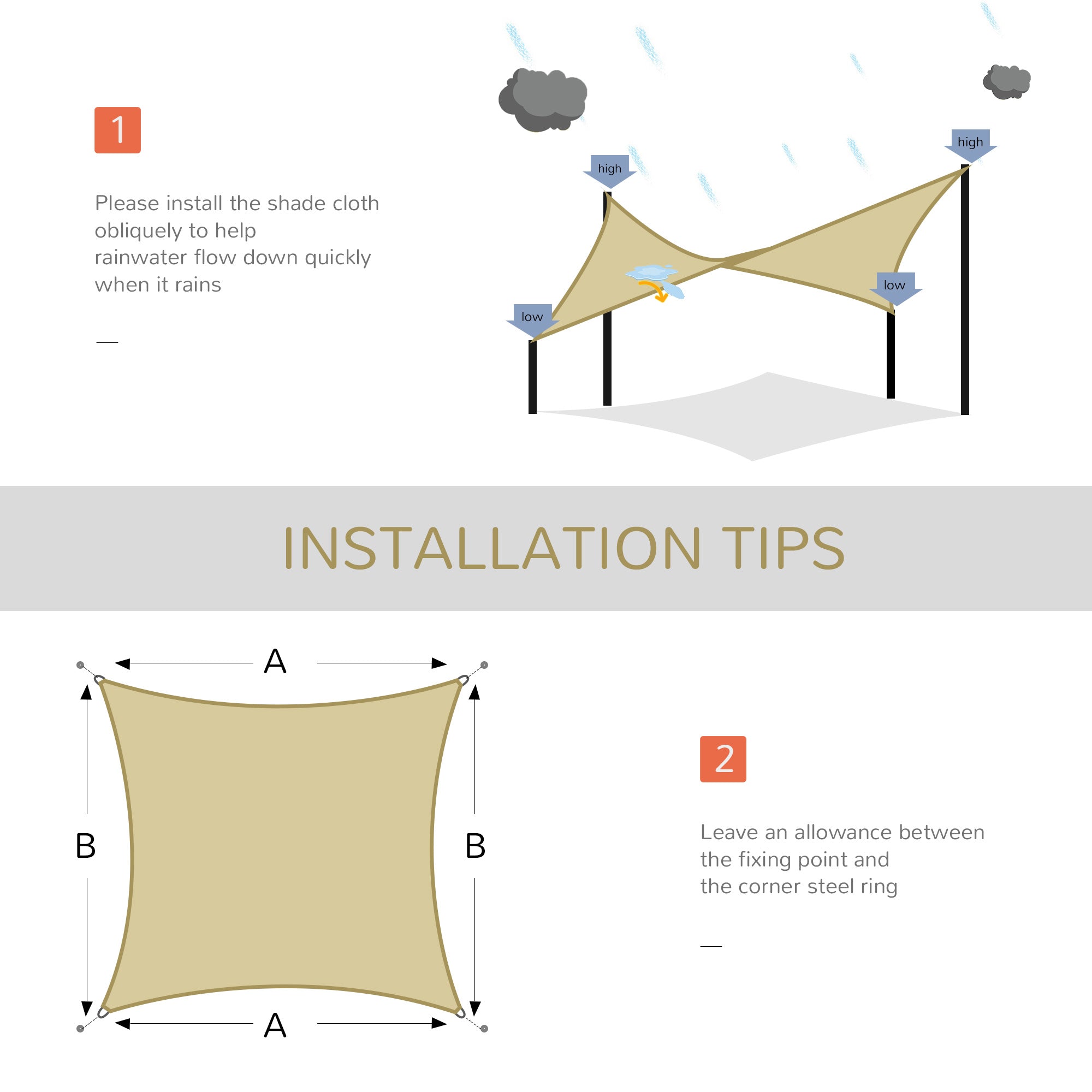 Outsunny 12' Square Sun Sail Shade Canopy: UV Protection Garden Patio Cover with Bag, Sand