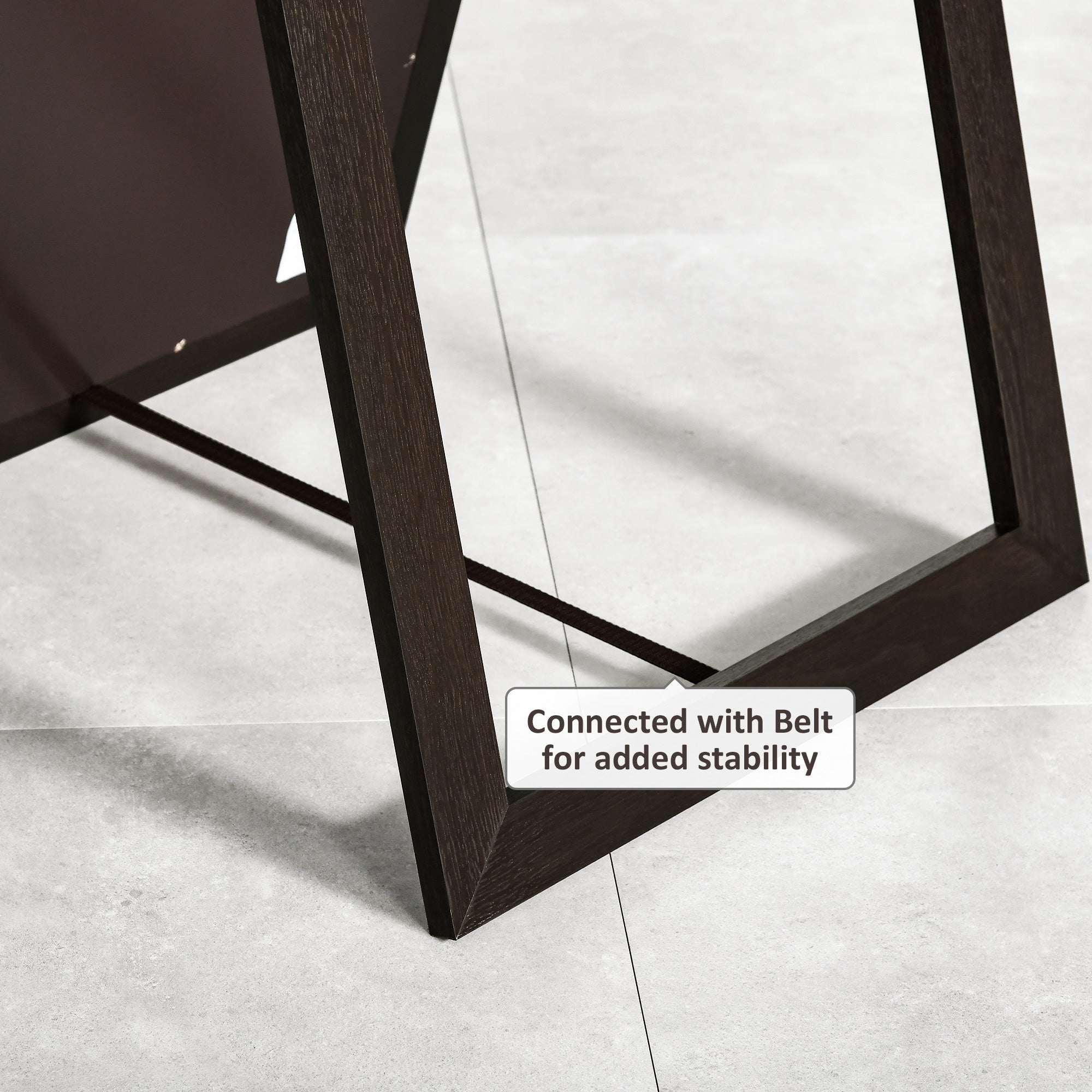 HOMCOM Reflective Elegance: Full Length Mirror Floor Standing Dressing Mirror, Sleek Design for Living Room Bedroom Decor, Brown Finish