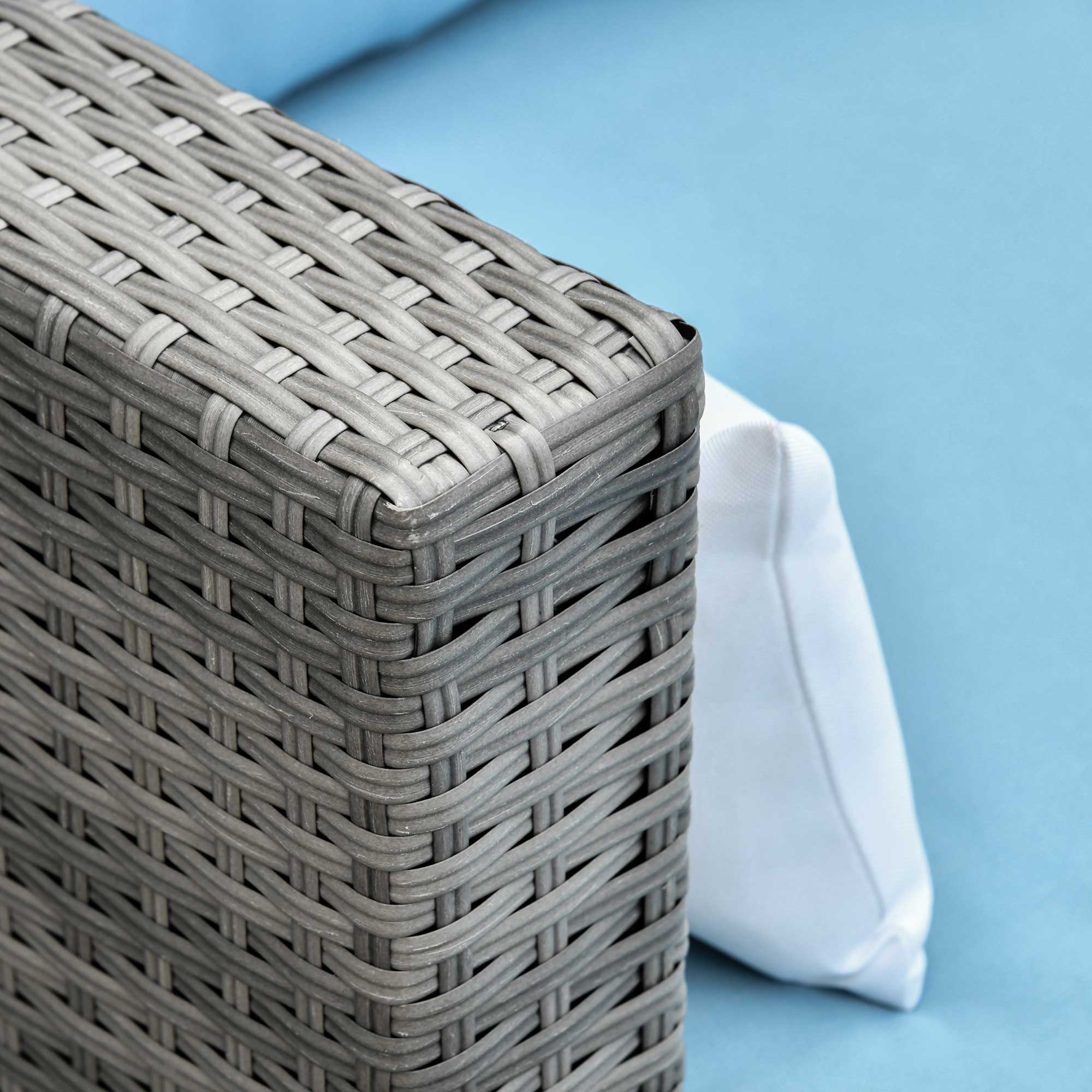 Outsunny 3-Piece Modern Outdoor Patio All-hand Woven Rattan Wicker Furniture Patio Coffee Table Sofa Set - Blue