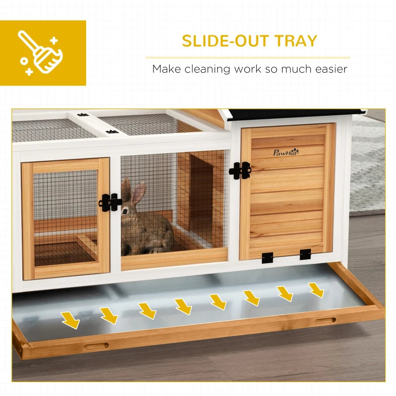 Rabbit Cage with Wheels, Ramp, Run, Tray for Indoor Outdoor, Suitable for Rabbit, Guinea Pig, Yellow