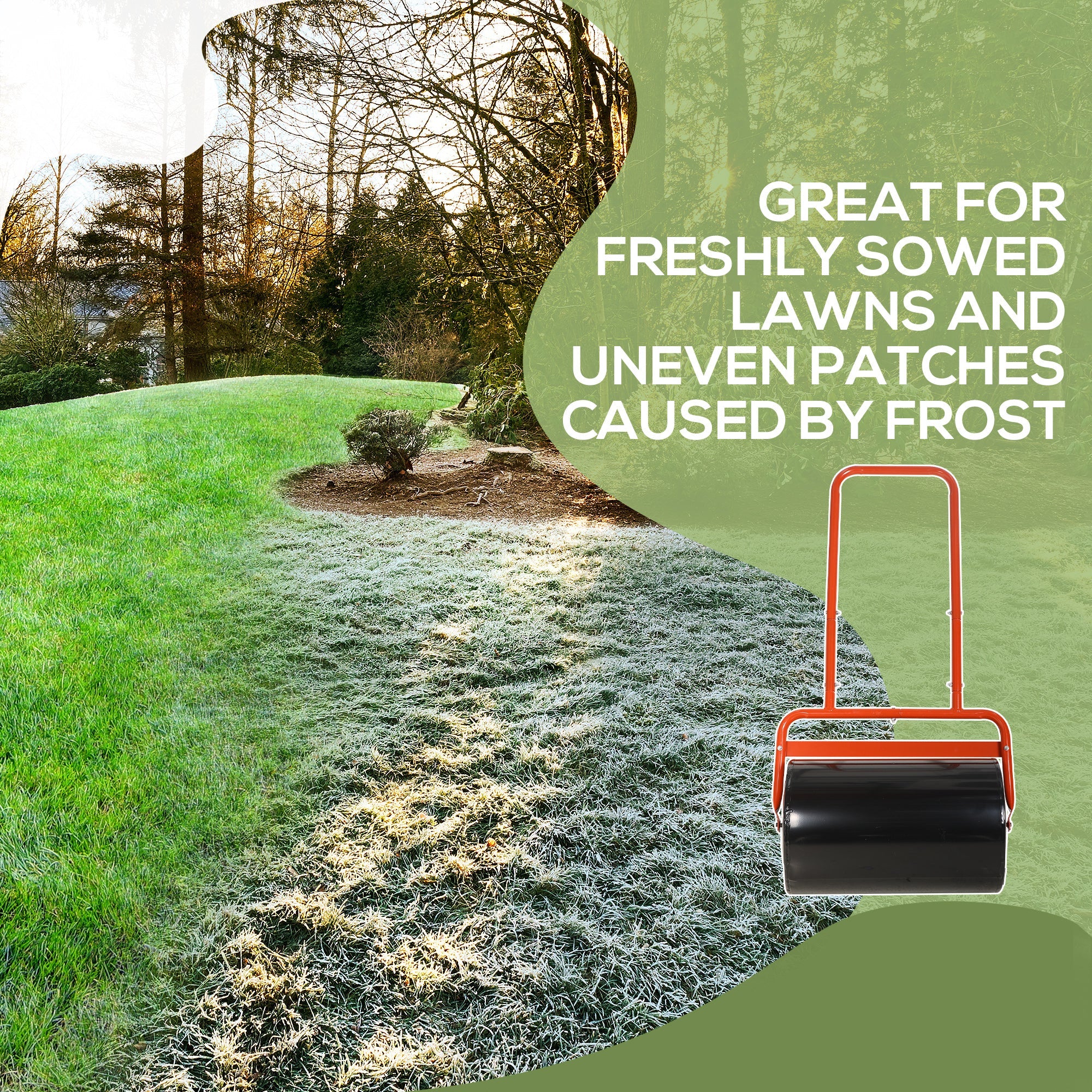 Outsunny 20" Heavy Duty Lawn Roller - Push/Tow Behind, Red, for Sod & Grass Flattening with 10gal Water/136lbs Sand