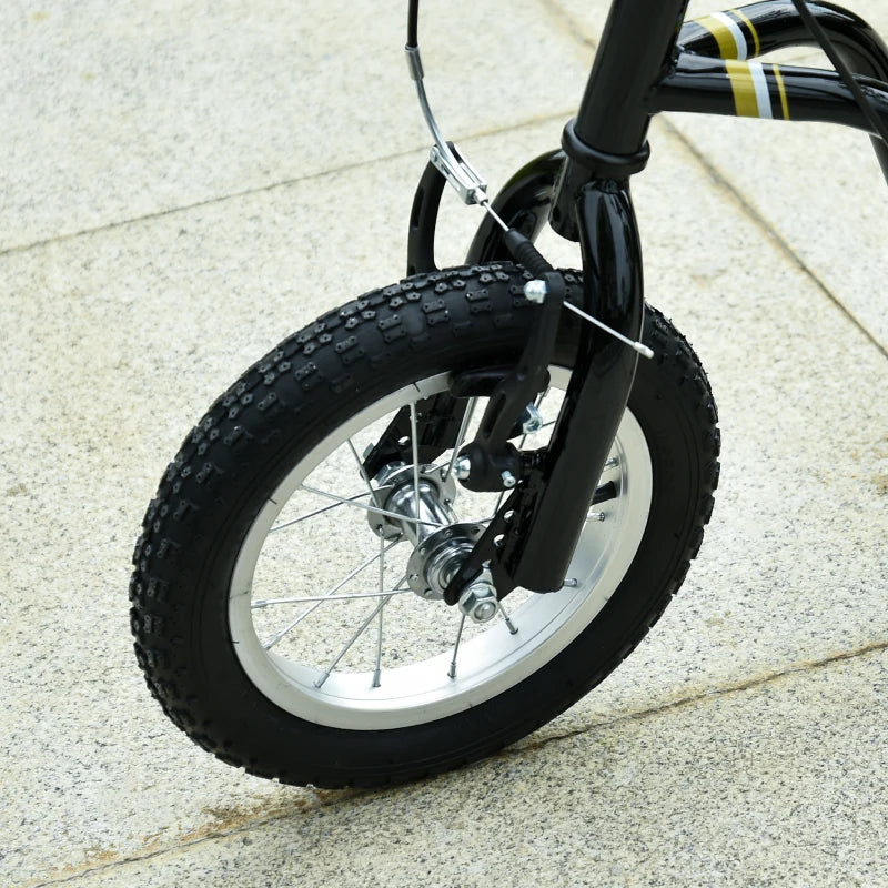 Aosom Dual Brakes Kick Scooter 12-Inch Inflatable Front Wheel Ride On Toy for Age 5+, Black