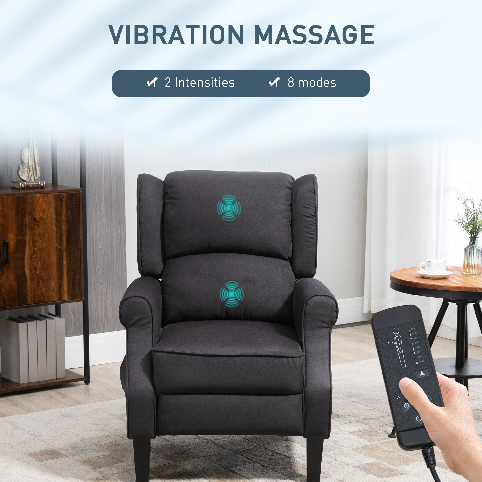 HOMCOM Massage Recliner Chair for Living Room, Push Back Recliner Armchair with Extendable Footrest, Remote Controller, Side Pocket