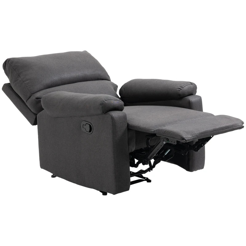 Recliner Chair, Manual Reclining Chair with Footrest, Padded Seat for Living Room, Bedroom, Study, Dark Grey