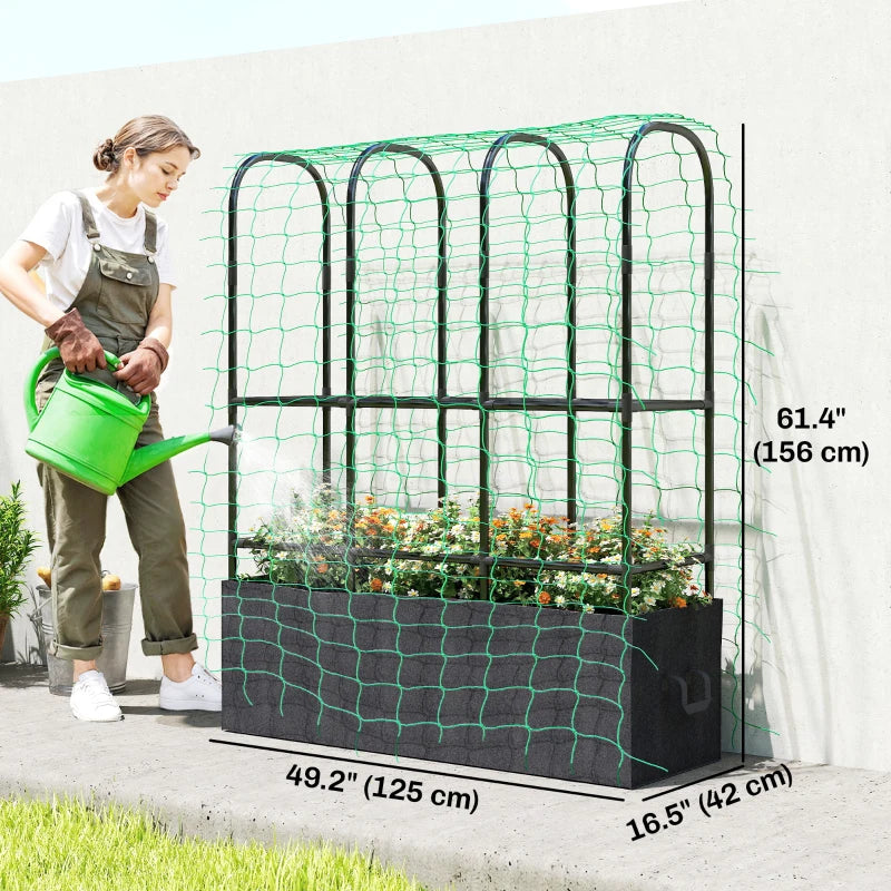 Raised Garden Bed with Trellis, Tomato Cage with 52.8 Gal Grow Bag, Garden Cucumber Trellis Plant Cage