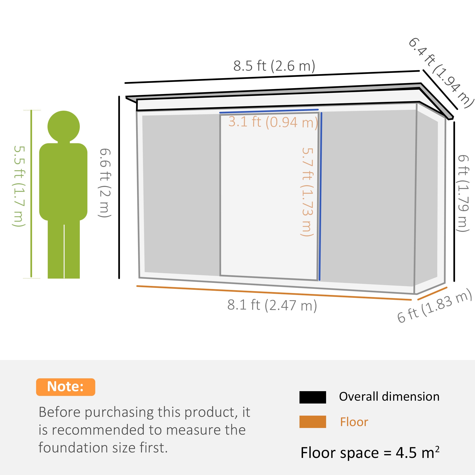 Outsunny 6' x 8.5' Outdoor Metal Garden Shed Utility Tool Storage Steel Backyard House, Dark Green
