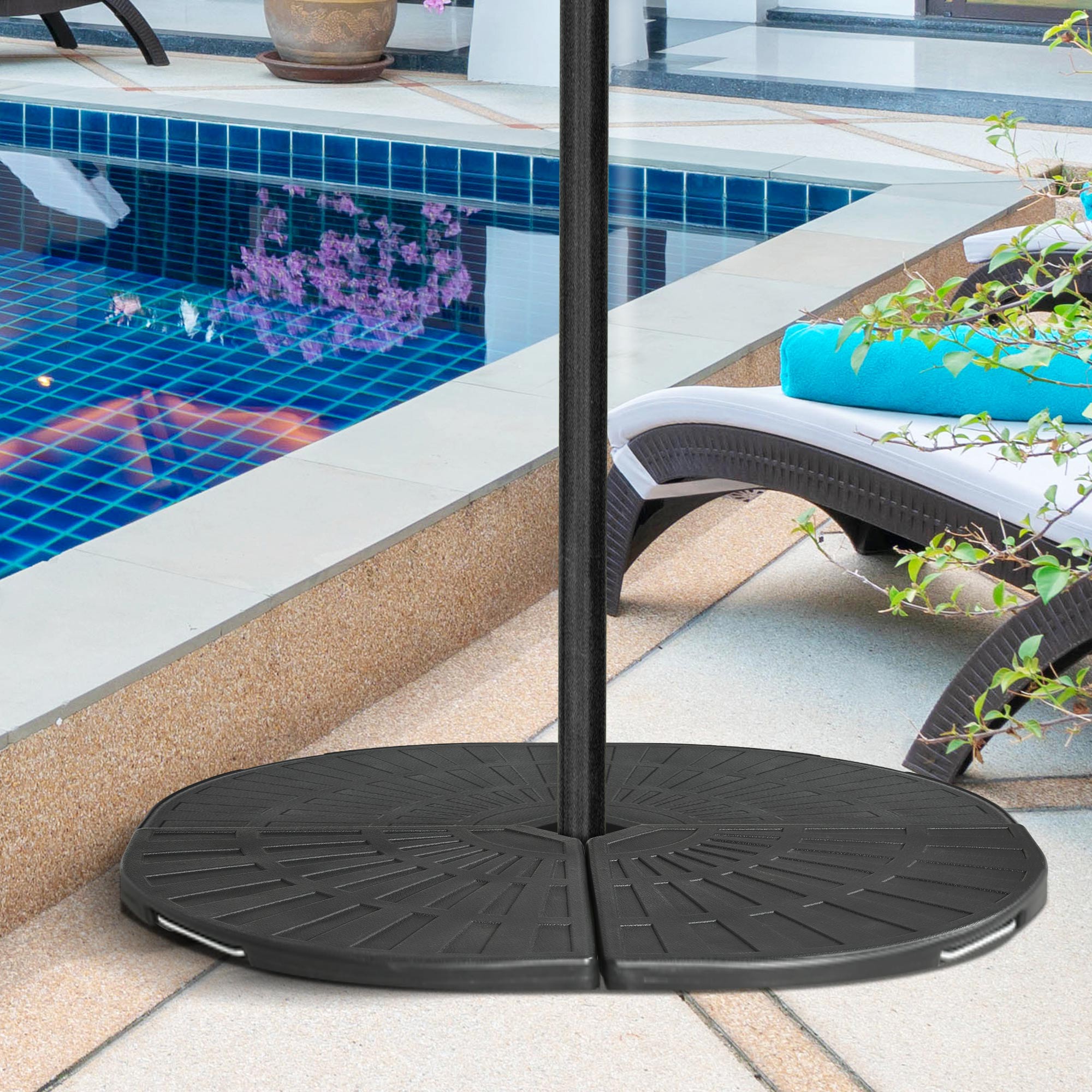 Outsunny 2-Piece Umbrella Weights for Cantilever Parasols with Handles, Heavy Duty Parasol Base Weights for Cross Base, Black