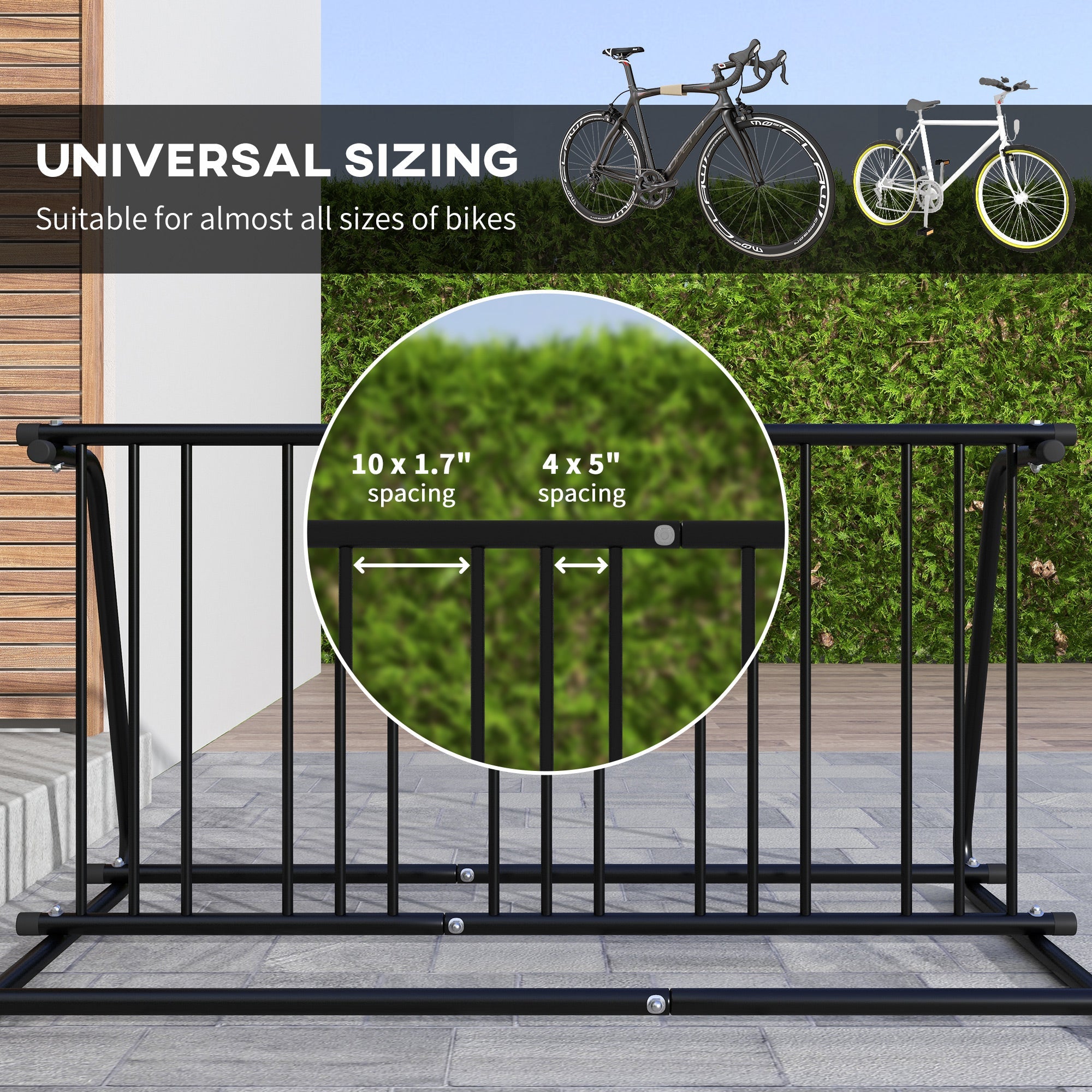 DURHAND Sturdy All-Steel 6-Bike Rack Stand, 61" Dual-Side Bike Storage for Garage, School, Yard
