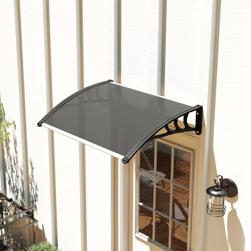 Window Awning Door Canopy, 29.9" x 39.4" Polycarbonate Cover, Front Door Patio Canopy with Solid Panel, Transparent