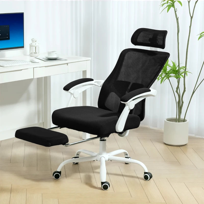 Ergonomic Office Chair, Mesh Reclining Desk Chair with Adjustable Lumbar Support, Headrest, Black