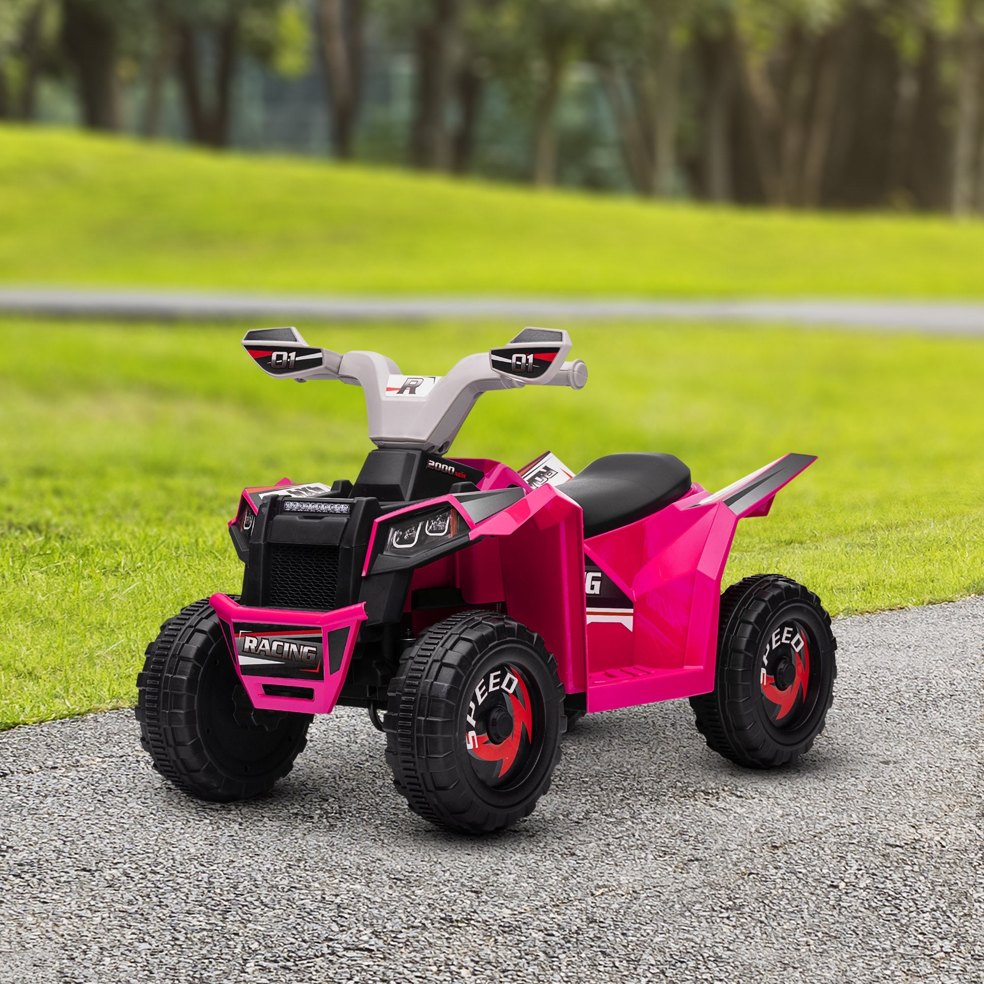 Aosom Ride-On Car: 6V, Quad, Electric, Wear-Resistant Wheels, For Boys/Girls, Pink, Toddler Vehicle