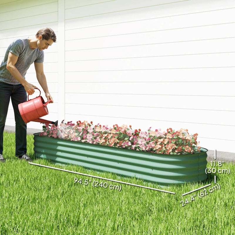 7.9 x 2 x 1ft Galvanized Raised Garden Bed Kit, Metal Planter Box with Safety Edging, Green