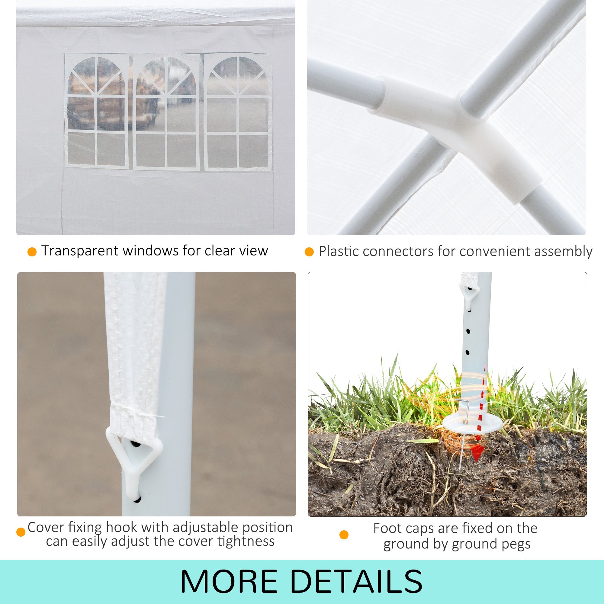 Outsunny 10 x 28ft Portable Party Tent, Gazebo Wedding Party Tent for Garden Dining and Outdoor with 5 Removable Sidewalls, White