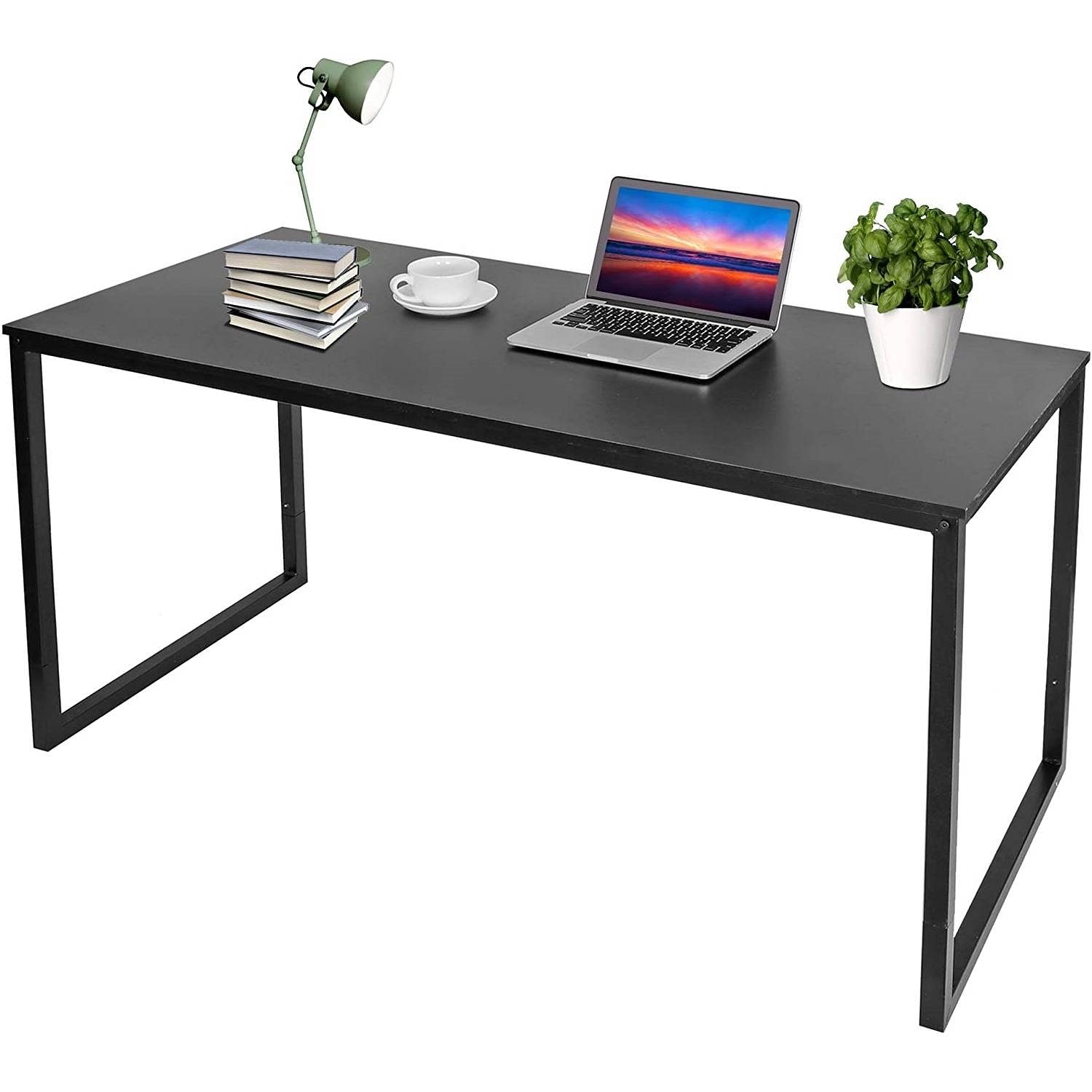 Black Metal Frame Wood Top Modern Home Office Laptop Computer Desk Writing Table - Free Shipping