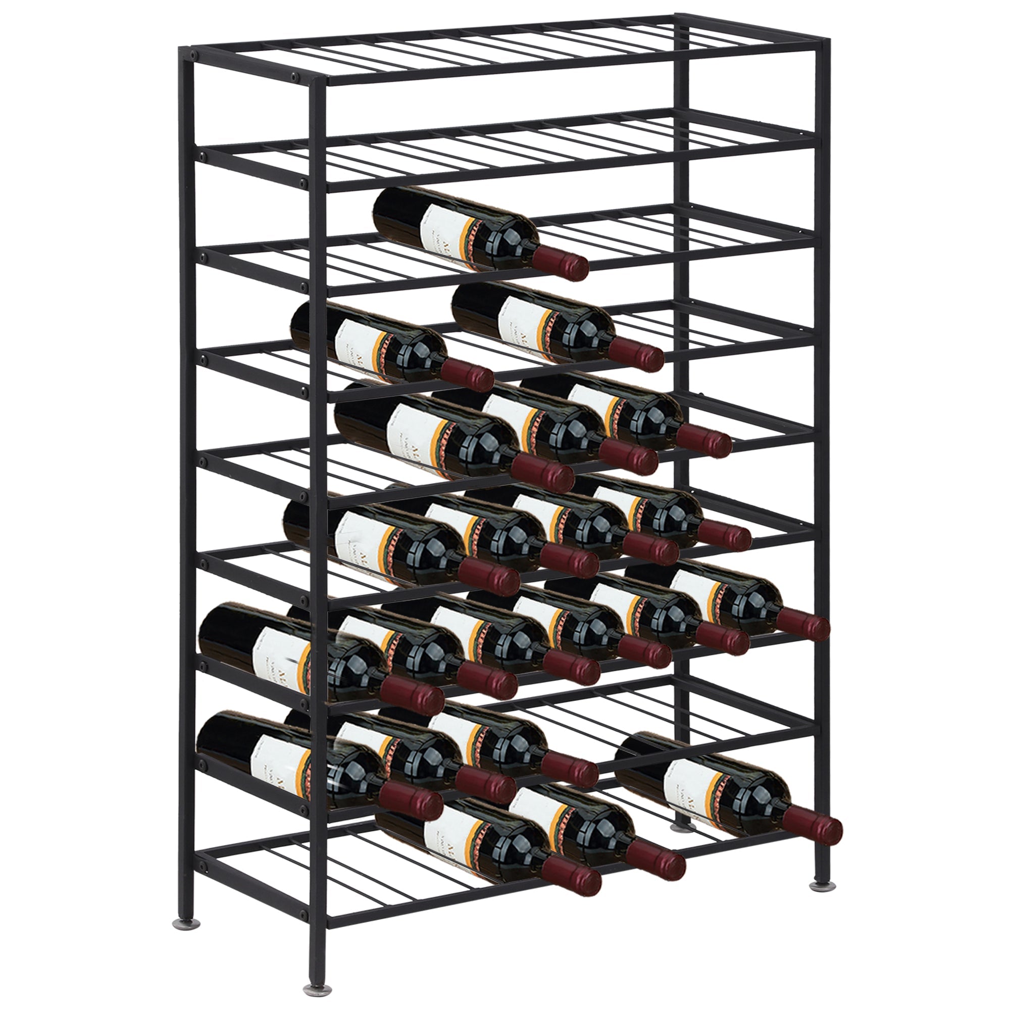 HOMCOM Large Freestanding Wine Rack: 9-Tier 54-Bottle Metal Storage Stand for Home Bar & Cellar Organization