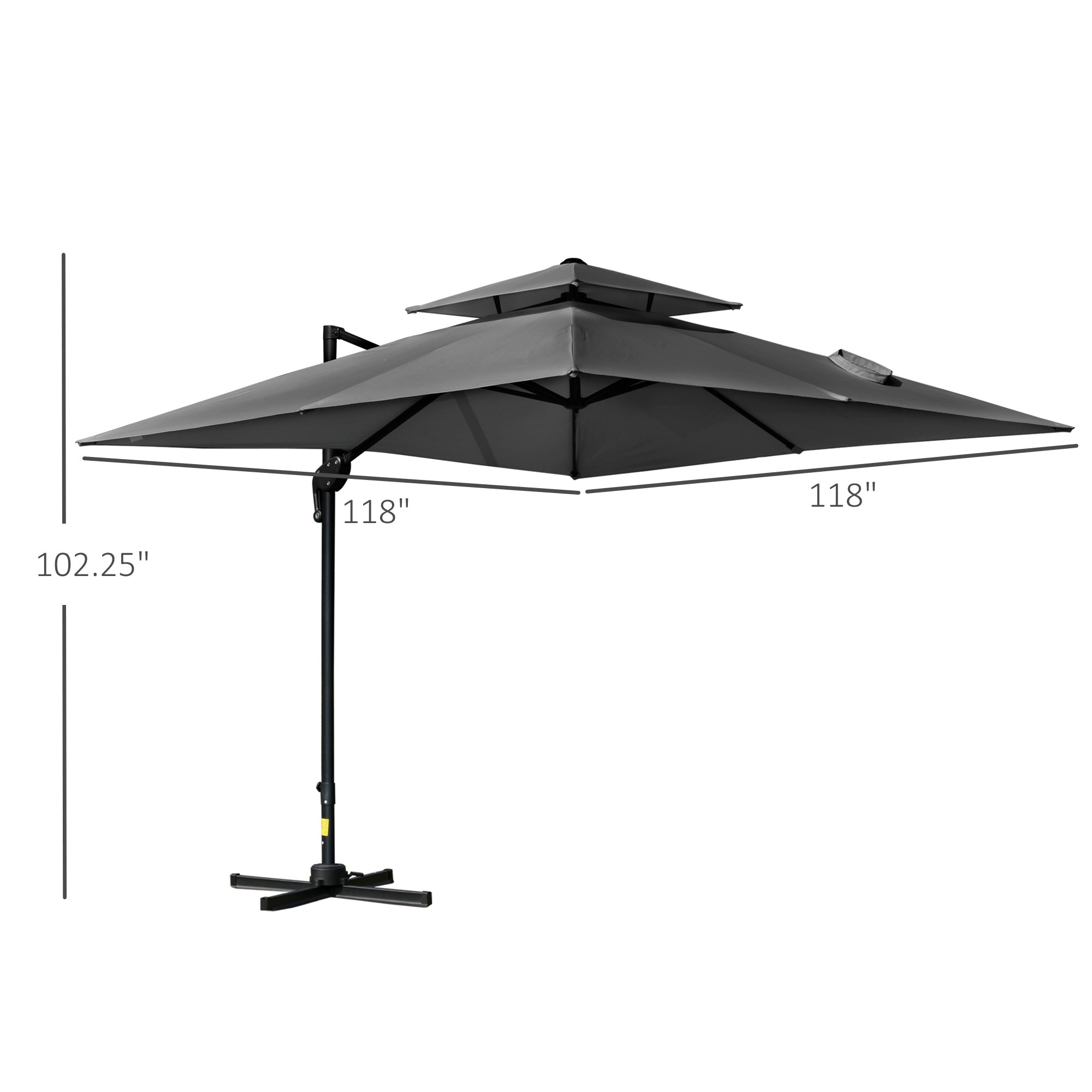 Outsunny 10'x10' Patio Umbrella Outdoor Square Cantilever Offset Umbrella Aluminum with 360° Rotation, Charcoal Grey