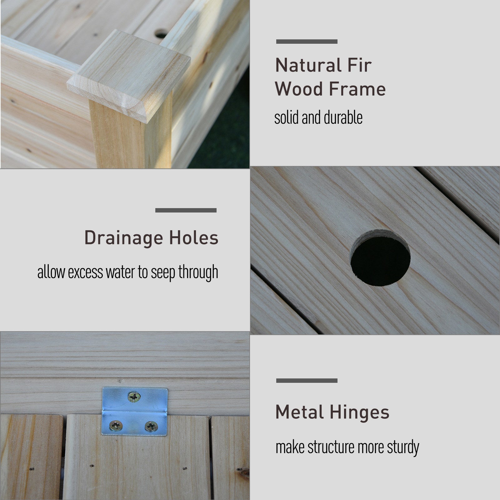 Outsunny 2-Piece Solid Fir Wood Plant Raised Bed, Flower Vegetable Herb Grow Box Stand, Garden Step Planter Stand, Free Combination