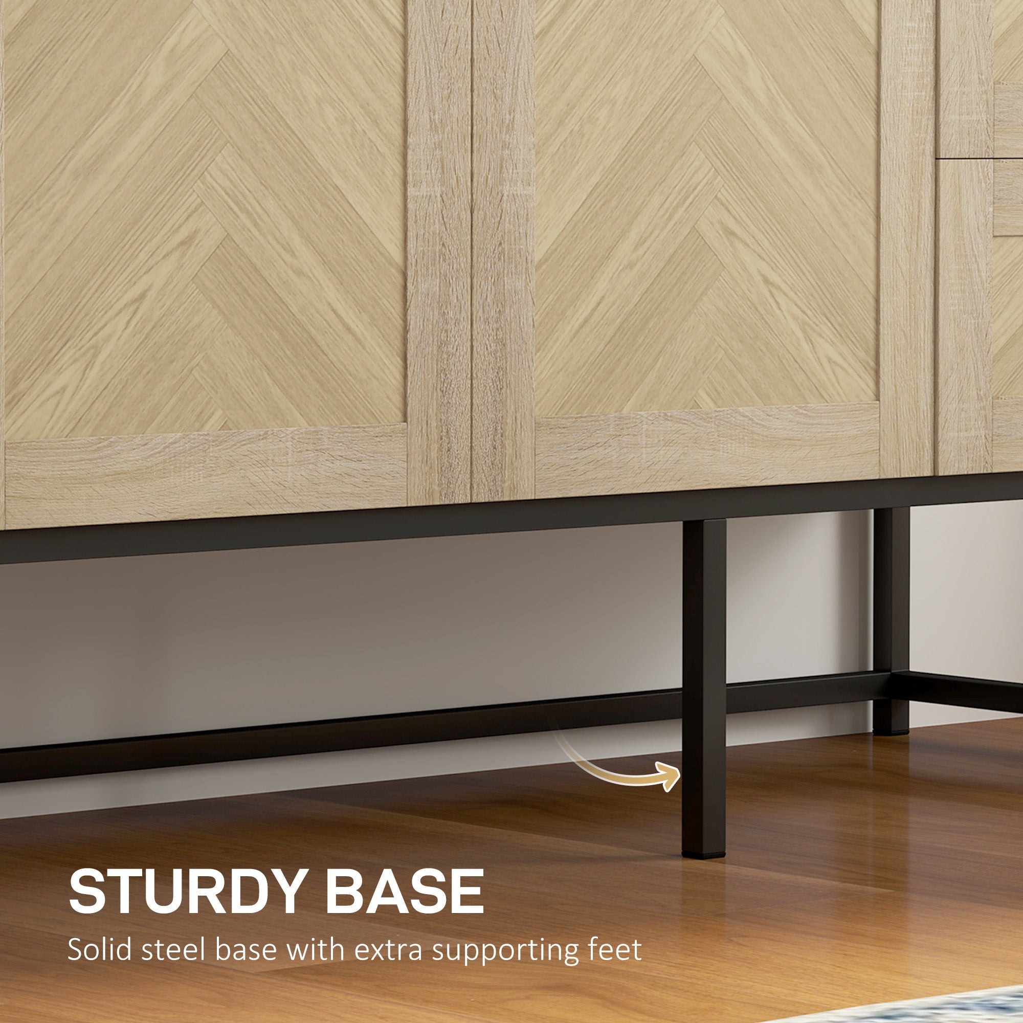 HOMCOM Buffet Cabinet, Coffee Bar Cabinet with Drawers and Adjustable Shelf, Oak