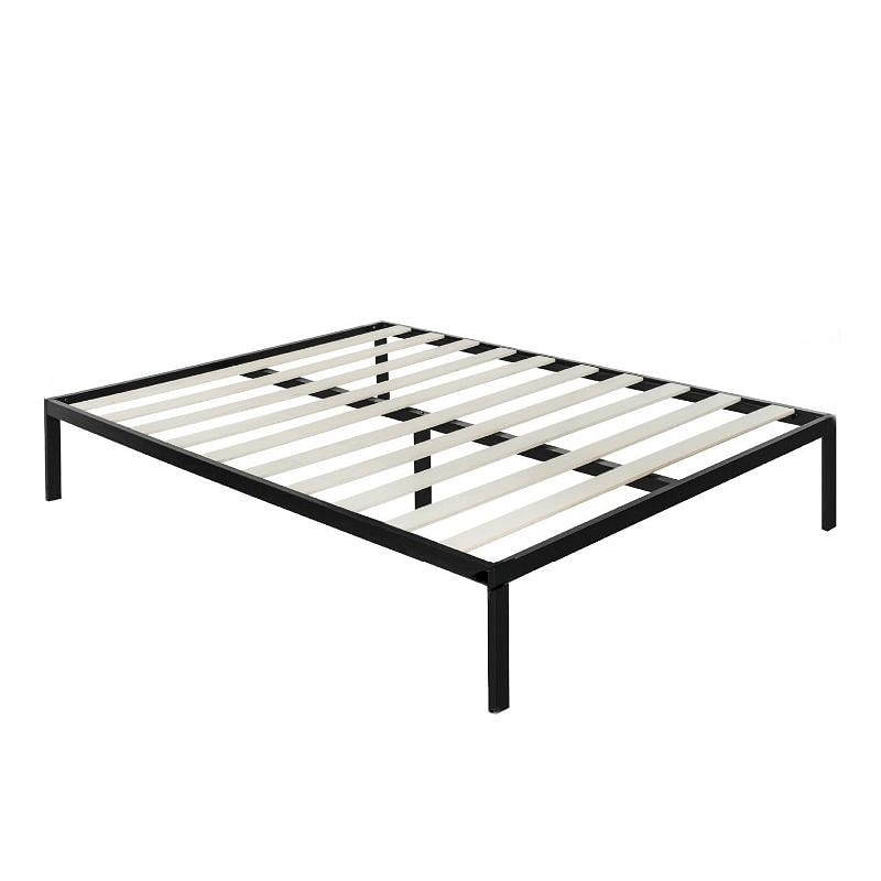 Full Size Modern Black Metal Platform Bed Frame with Wood Slats - Free Shipping