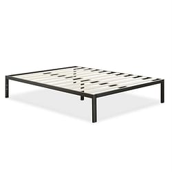 Full Size Modern Black Metal Platform Bed Frame with Wood Slats - Free Shipping
