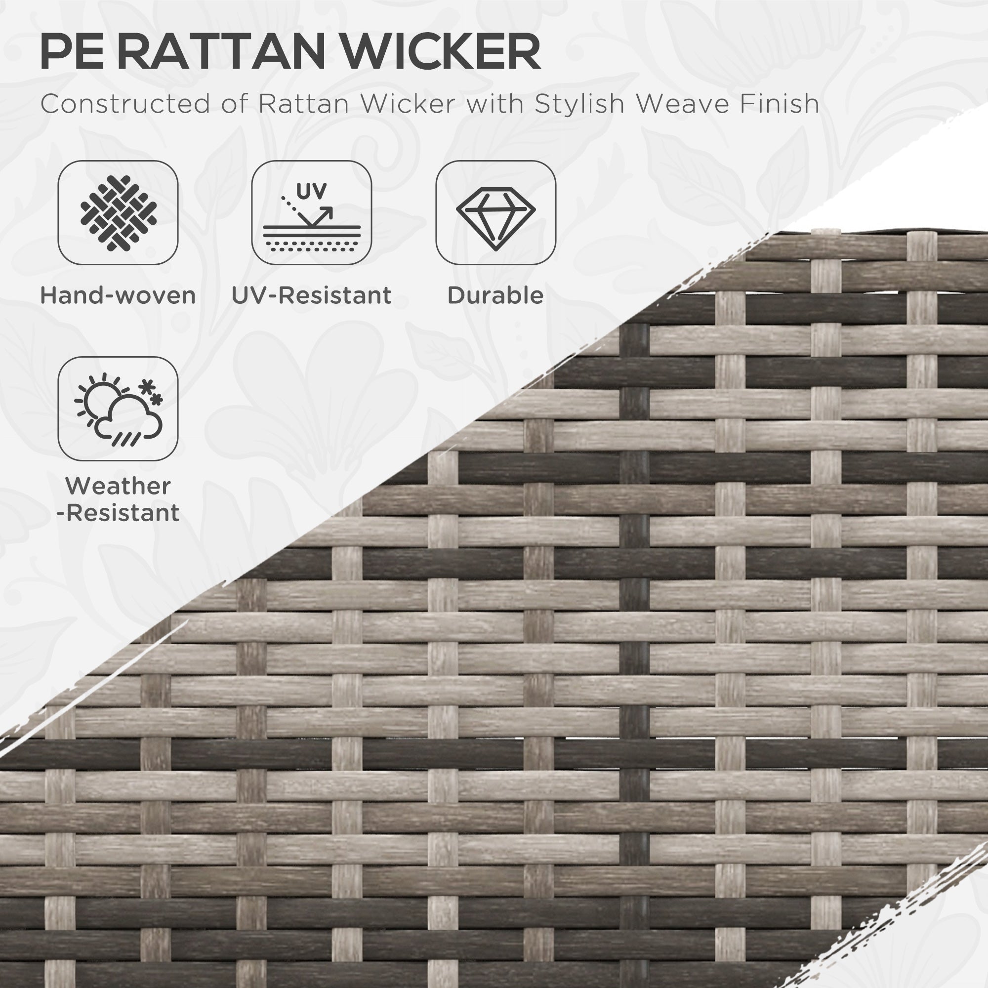 Outsunny 4pc Outdoor Rattan Wicker Conversation Set Corner Sofa Coffee Table with Cushions Mixed Grey