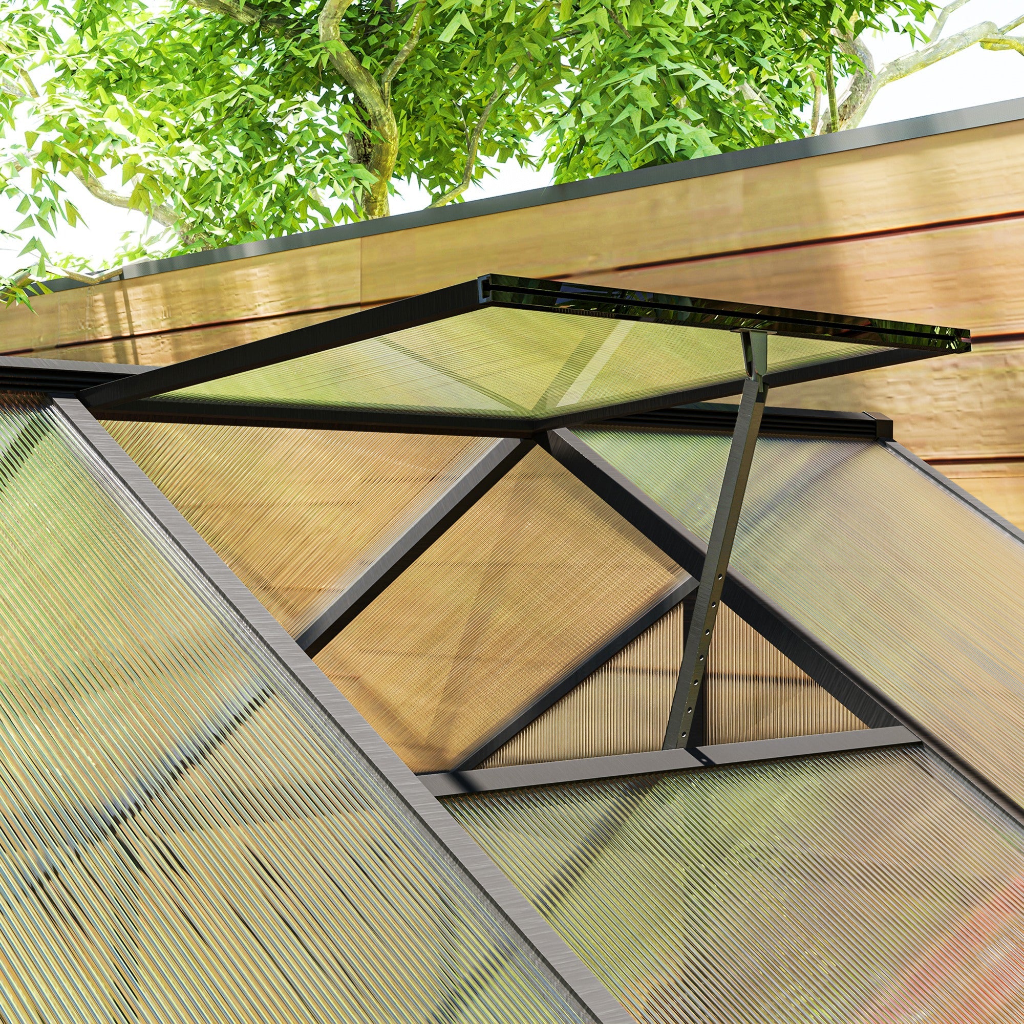 Outsunny 8' x 6' x 6.4' Walk-in Garden Greenhouse Polycarbonate Panels Plants Flower Growth Shed Cold Frame Outdoor Portable Warm House Aluminum Frame, Charcoal Grey