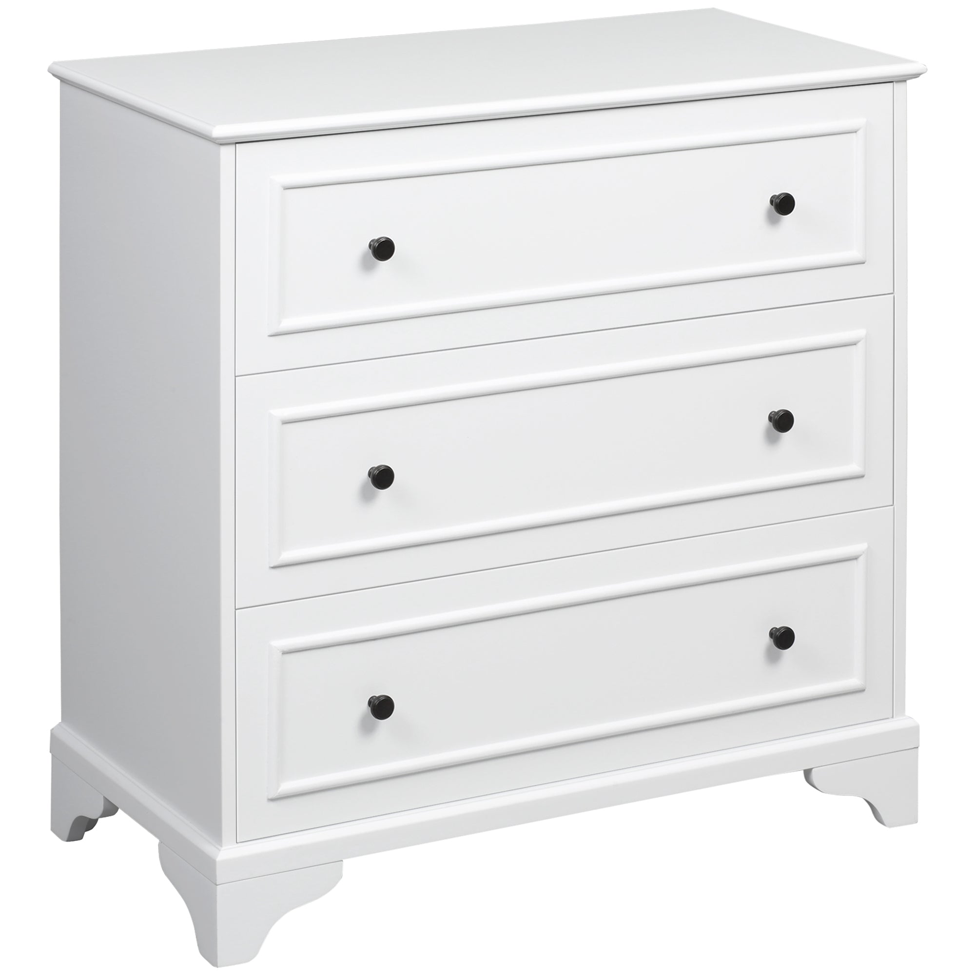 HOMCOM Elegant 3-Drawer Dresser Storage Tower Cabinet for Bedroom Hallway Modern Chest of Drawers White