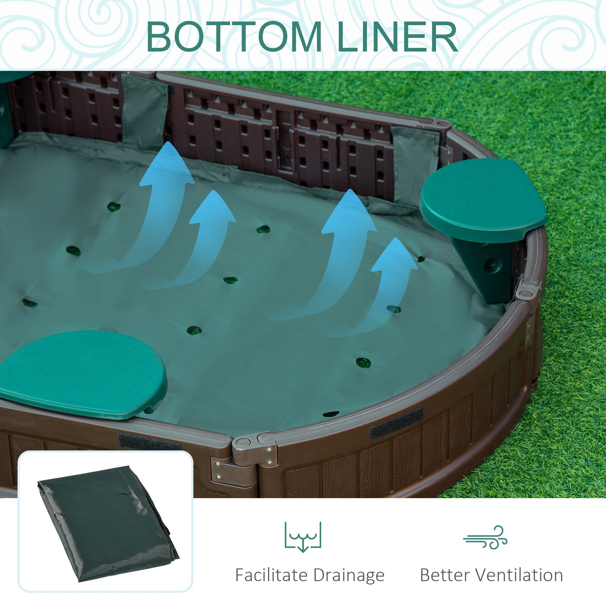 Outsunny Childrens Sandbox with Canopy Cover Corner Seats Easy Assembly Outdoor Sand Play Area for Garden Backyard