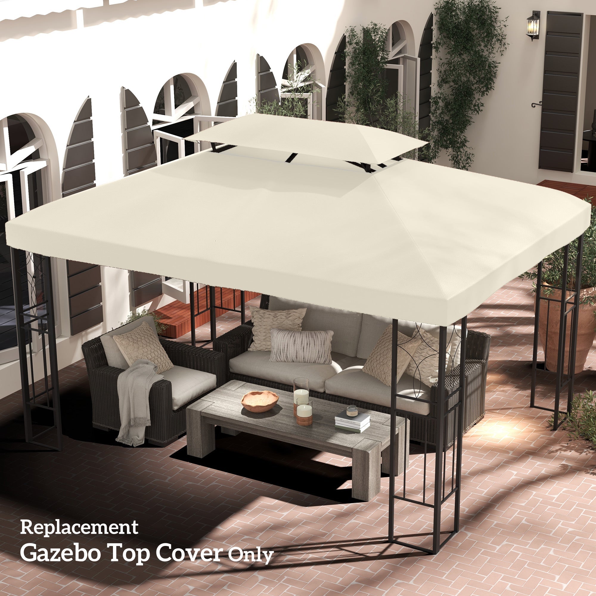 Outsunny 13' x 10' Gazebo Replacement Canopy Cream White UV Protection Top Cover for Outdoor Patio Garden Pavilion