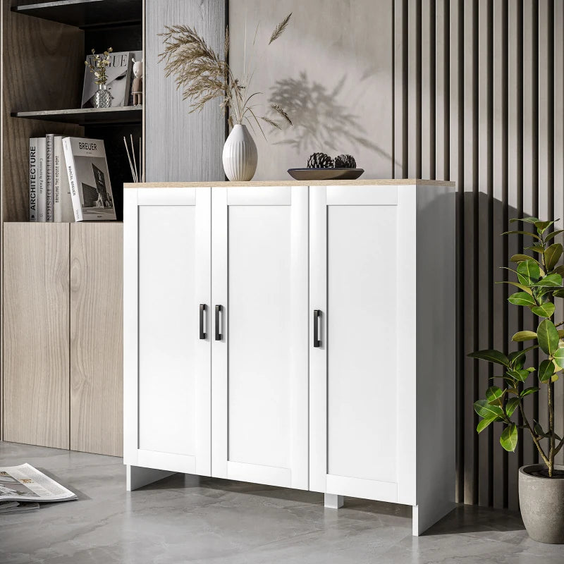 Modern Sideboard Cabinet with Adjustable Shelves, 3 Doors for Modern Kitchen & Dining Room, Ideal for Homeowners, White
