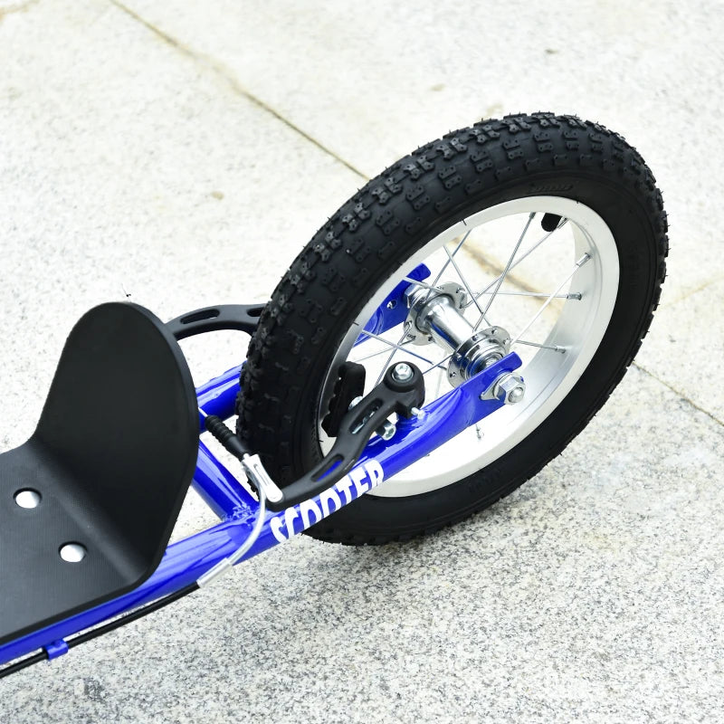 Aosom Kids Scooter with Adjustable Handlebar, Youth Kick Scooter with Dual Brakes, Inflatable Wheels, for Age 5+, Blue