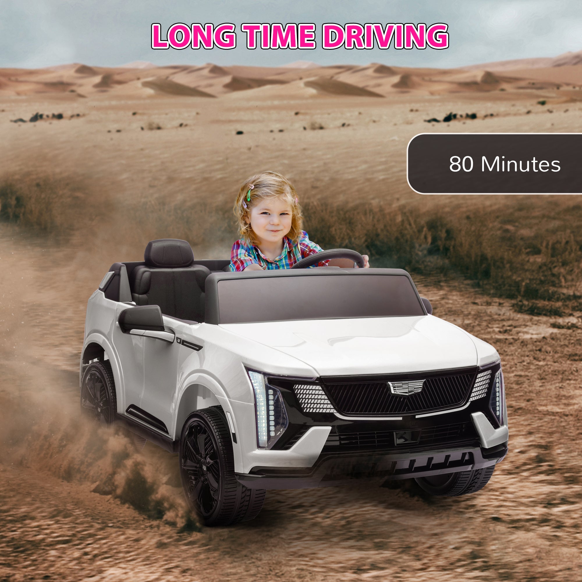 Qaba 2-Seater Ride on Truck, 12V Cadillac Escalade Licensed Kids Electric Car with Remote , Spring Suspension, White