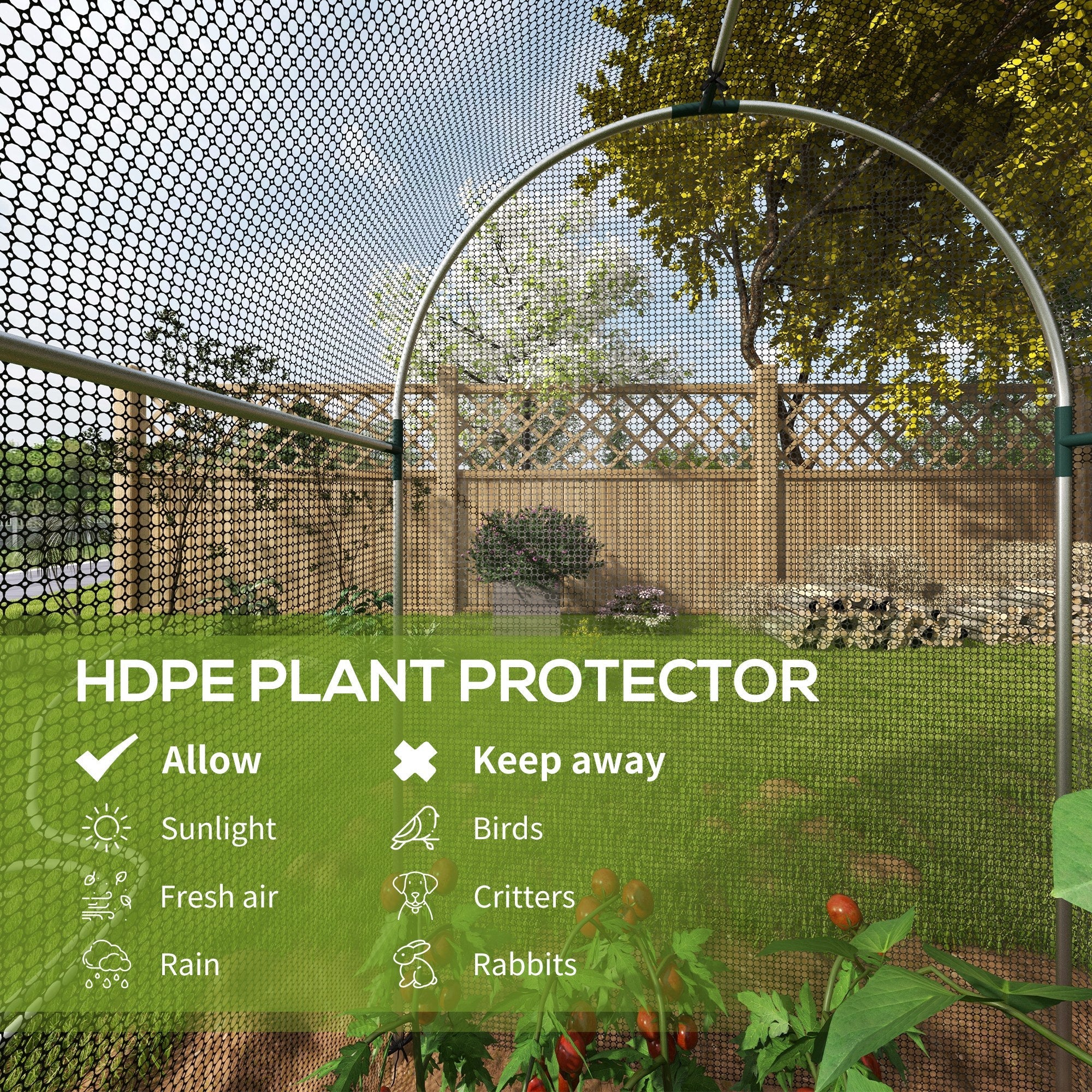 Outsunny Plant Protection Tent Galvanized Steel Crop Cage with Zippered Door 4'x8' Black for Outdoor Gardening