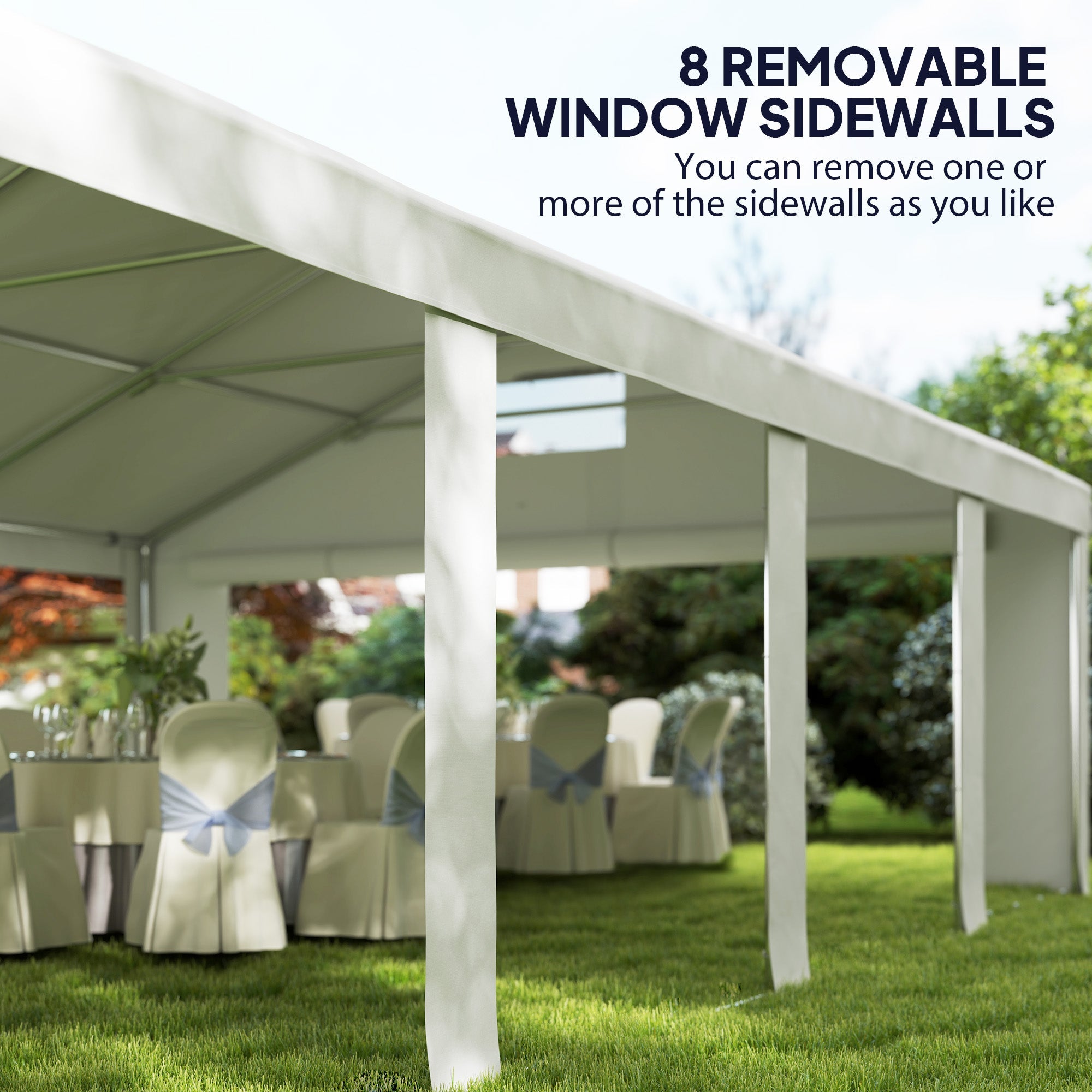 Outsunny 19.6' x 26' Heavy Duty Party Tent and Carport, Outdoor Canopy Tent with Removable Sidewalls, 8 Windows and Vents